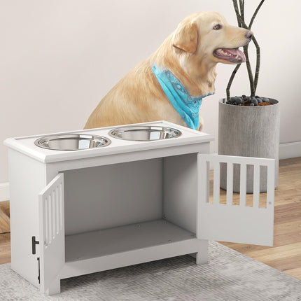 Raised Dog Bowls, Pet Feeding Station, with Storage, Food and Water Bowls, for L