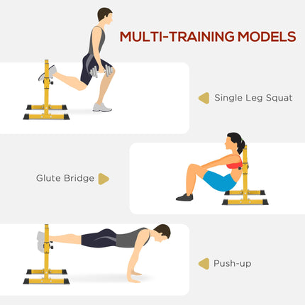 Bulgarian Split Squat Stand, 12-Level Adjustable Single Leg Squat Machine with Foam Roller and Anti-Slip Pads for Lower Body Strength Training, Yellow