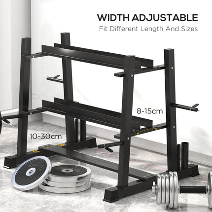 3-Tier Dumbbell Rack, Versatile Weight Rack with 4 Weight Rods for Dumbbells, Kettlebells and Plates (Rack Only)