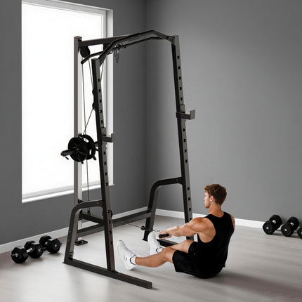 Power Cage Power Rack with 15-Level Squat Rack, Cable Pulley System, Lat Pulldown & Pull Up Bar