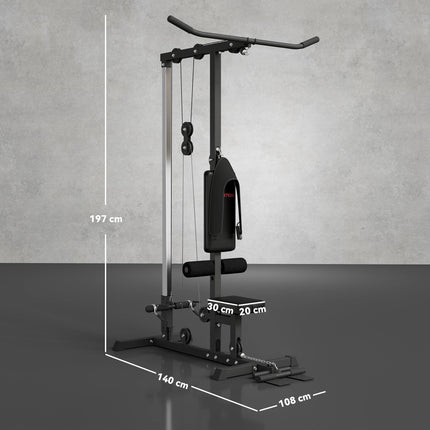 Pull Up Station, Power Cage with Adjustable Seat, for Home Gym - Black