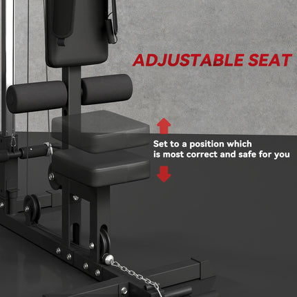 Pull Up Station, Power Cage with Adjustable Seat, for Home Gym - Black