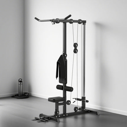 Pull Up Station, Power Cage with Adjustable Seat, for Home Gym - Black