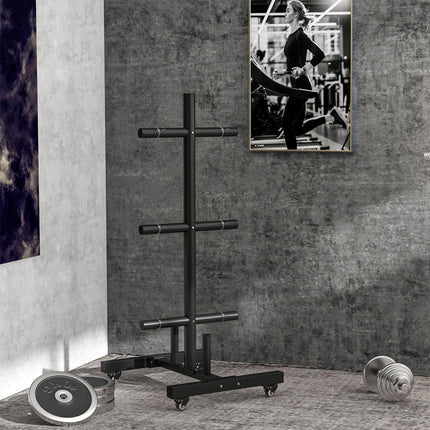 Weight Rack for Olympic Weight Plate, 3 Tier Weight Tree for 2 inch Plates and B