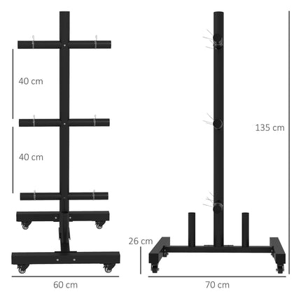 Weight Rack for Olympic Weight Plate, 3 Tier Weight Tree for 2 inch Plates and B