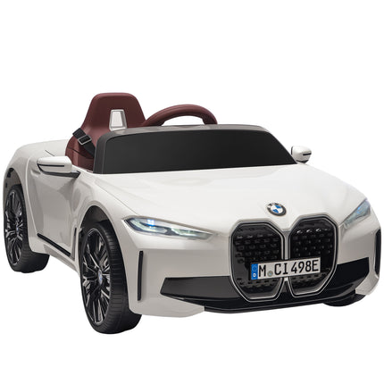 BMW i4 Licensed 12V Kids Electric Ride-On Car with Remote Control and Music - White