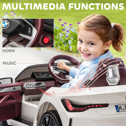 BMW i4 Licensed 12V Kids Electric Ride-On Car with Remote Control and Music - White