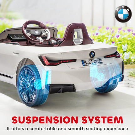 BMW i4 Licensed 12V Kids Electric Ride-On Car with Remote Control and Music - White