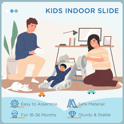 Foldable Indoor Kids Slide for 1.5-3 Years Old with Safety Guards - Grey