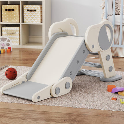 Foldable Indoor Kids Slide for 1.5-3 Years Old with Safety Guards - Grey
