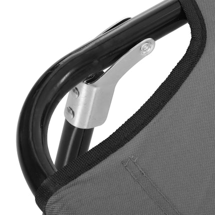 2-Piece Foldable Sun Lounger Set with 5-Position Adjustable Backrest - Grey