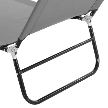 2-Piece Foldable Sun Lounger Set with 5-Position Adjustable Backrest - Grey
