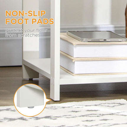 Set of 2 Square Bedside Tables with Drawer and Shelf - White