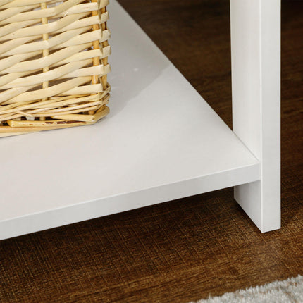 Set of 2 Square Bedside Tables with Drawer and Shelf - White