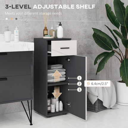 Slim Bathroom Storage Cabinet with Adjustable Shelf - Grey