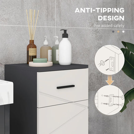 Slim Bathroom Storage Cabinet with Adjustable Shelf - Grey