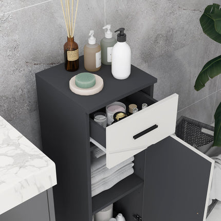 Slim Bathroom Storage Cabinet with Adjustable Shelf - Grey