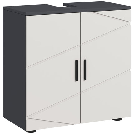 Space Saving Under Sink Cabinet with U-Shaped Cut-Out 60x30x60cm - Light Grey
