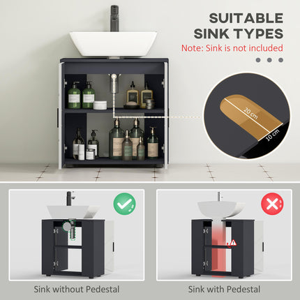 Space Saving Under Sink Cabinet with U-Shaped Cut-Out 60x30x60cm - Light Grey