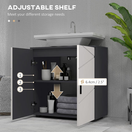 Space Saving Under Sink Cabinet with U-Shaped Cut-Out 60x30x60cm - Light Grey