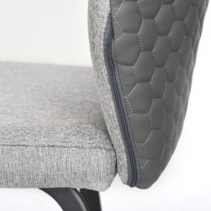 Set of 4 Linen-Touch Upholstered Bar Stools with Backs and Steel Legs for Kitchen and Dining - Light Grey