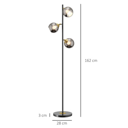 Tree Floor Lamp with 3 Adjustable Lights 162cm Standing Lamp - Grey