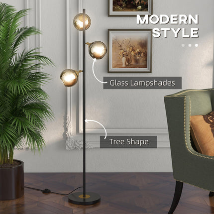 Tree Floor Lamp with 3 Adjustable Lights 162cm Standing Lamp - Grey