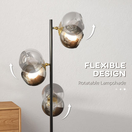 Tree Floor Lamp with 3 Adjustable Lights 162cm Standing Lamp - Grey
