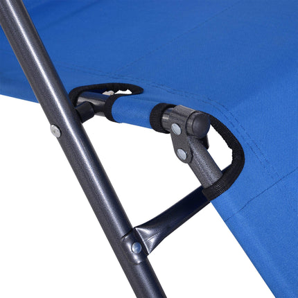 2-Piece Foldable Adjustable Sun Loungers with Pillow and Armrests - Blue