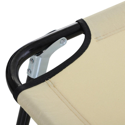 2-Piece Foldable Sun Lounger Set with 5-Position Adjustable Backrest - Beige