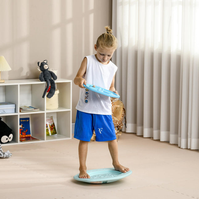 Kids Two-In-One Balance Wobble Board with Ball for Coordination and Motor Skills - Blue