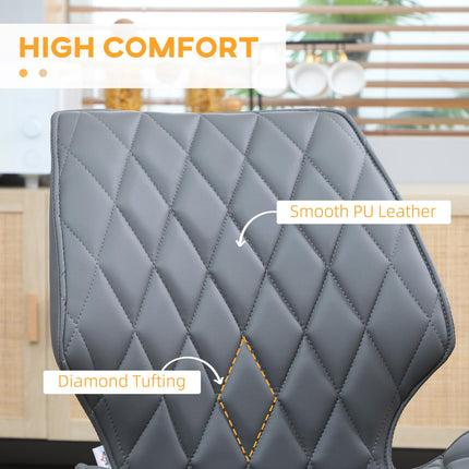 Set of 4 PU Leather Dining Chairs with Metal Legs - Grey