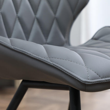 Set of 4 PU Leather Dining Chairs with Metal Legs - Grey
