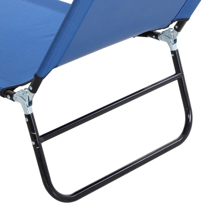 2-Piece Foldable Sun Lounger Set with 5-Position Adjustable Backrest - Blue