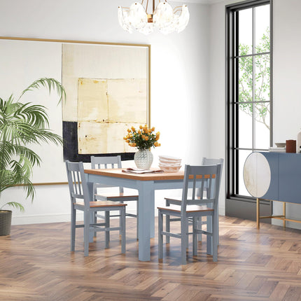 Set of 4 Pine Wood Slat Back Dining Chairs for Kitchen and Living Room - Grey