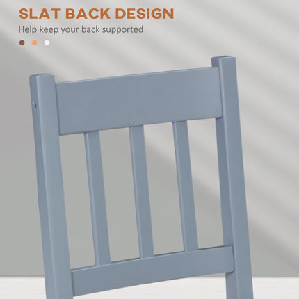 Set of 4 Pine Wood Slat Back Dining Chairs for Kitchen and Living Room - Grey