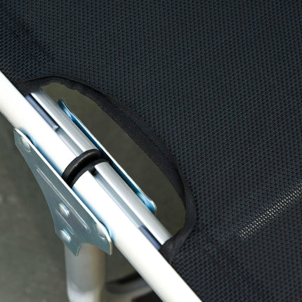 Set of 2 Foldable Sun Loungers with Adjustable Backrest and Pillow - Black