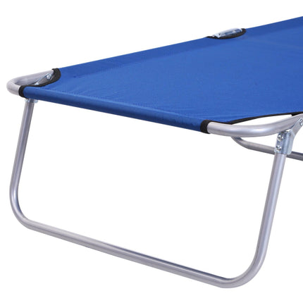 2-Piece Foldable Sun Lounger Set with Adjustable Backrest & Removable Shade Canopy - Blue