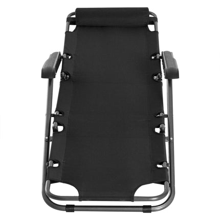 2 Pieces Foldable Adjustable Sun Loungers with Pillow and Armrests - Black