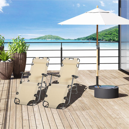 2 Pieces Foldable Adjustable Sun Loungers with Pillow and Armrests - Beige
