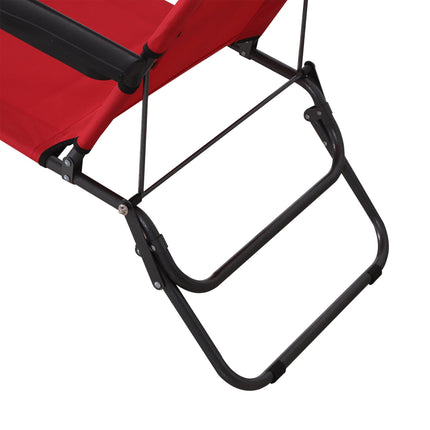 2 Pieces Foldable Outdoor Sun Loungers with Adjustable Back and Pillow - Red