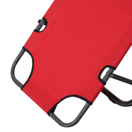 2 Pieces Foldable Outdoor Sun Loungers with Adjustable Back and Pillow - Red