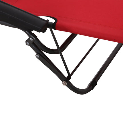 2 Pieces Foldable Outdoor Sun Loungers with Adjustable Back and Pillow - Red