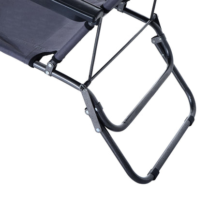 Set of 2 Foldable Steel Frame Adjustable Sun Loungers - Grey