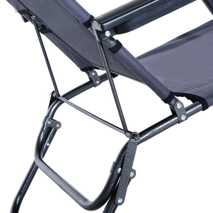 Set of 2 Foldable Steel Frame Adjustable Sun Loungers - Grey