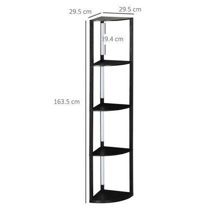 Modern Corner Floor Lamp with Dimmable Warm White LED and Shelves, Tall Standing - Black