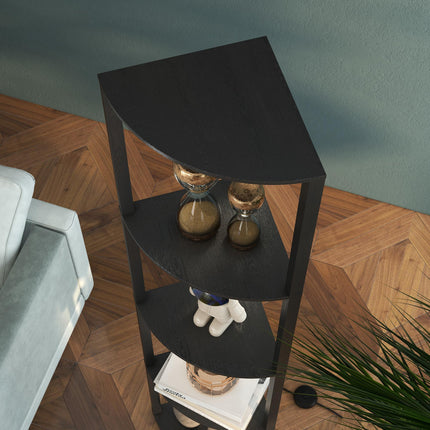Modern Corner Floor Lamp with Dimmable Warm White LED and Shelves, Tall Standing - Black