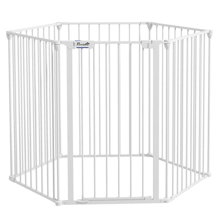 Foldable Metal Dog Playpen with Door for Indoor Outdoor Use 90H x 123L x 102Wcm - White