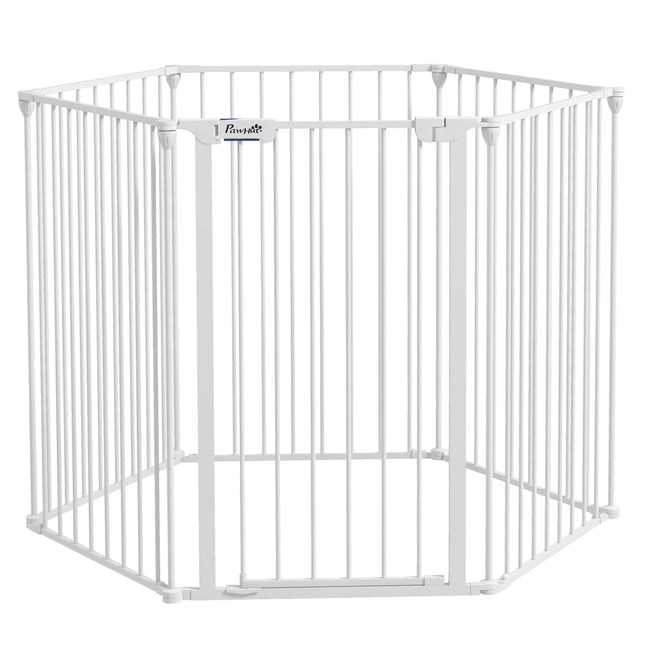 Foldable Metal Dog Playpen with Door for Indoor Outdoor Use 90H x 123L x 102Wcm - White