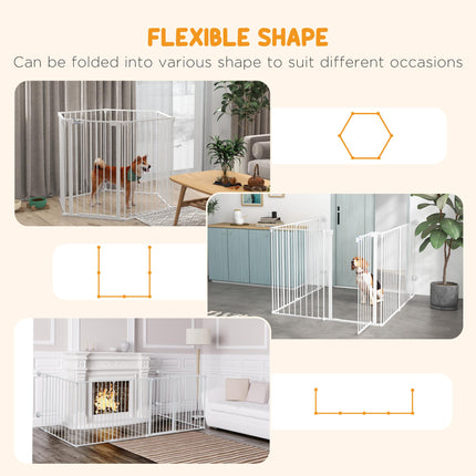 Foldable Metal Dog Playpen with Door for Indoor Outdoor Use 90H x 123L x 102Wcm - White